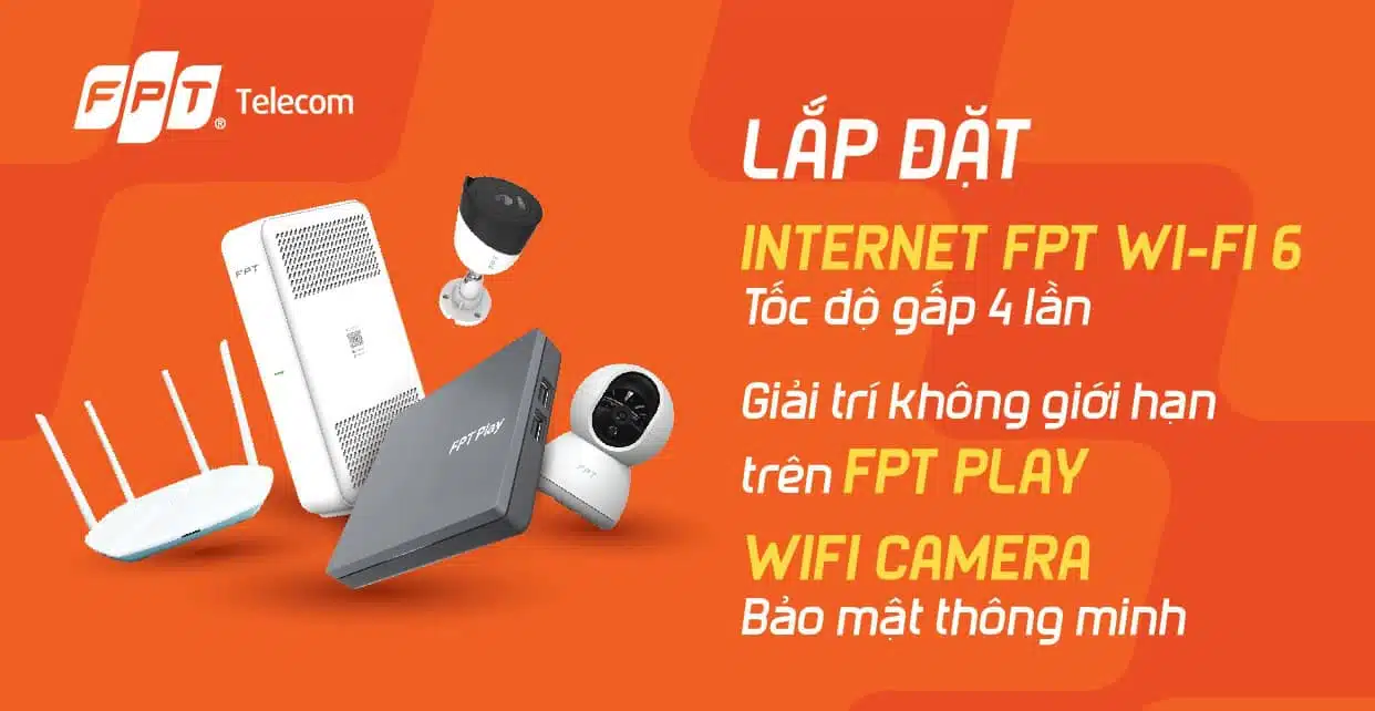 Dịch vụ lắp đặt mạng Wi-Fi FPT tại Ninh Thuận mang lại tốc độ vượt trội và tính bảo mật cao với các thiết bị camera thông minh. FPT cung cấp dịch vụ Internet Wi-Fi 6 nhanh chóng, ổn định và dịch vụ FPT Play đa dạng.