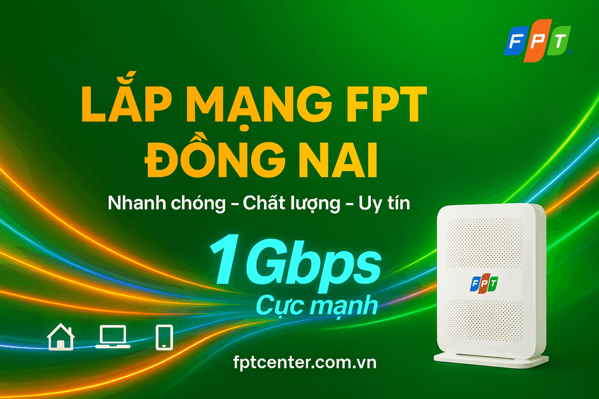 Lắp mạng FPT Đồng Nai tốc độ cao 1Gbps, lắp đặt nhanh chóng, uy tín và chuyên nghiệp