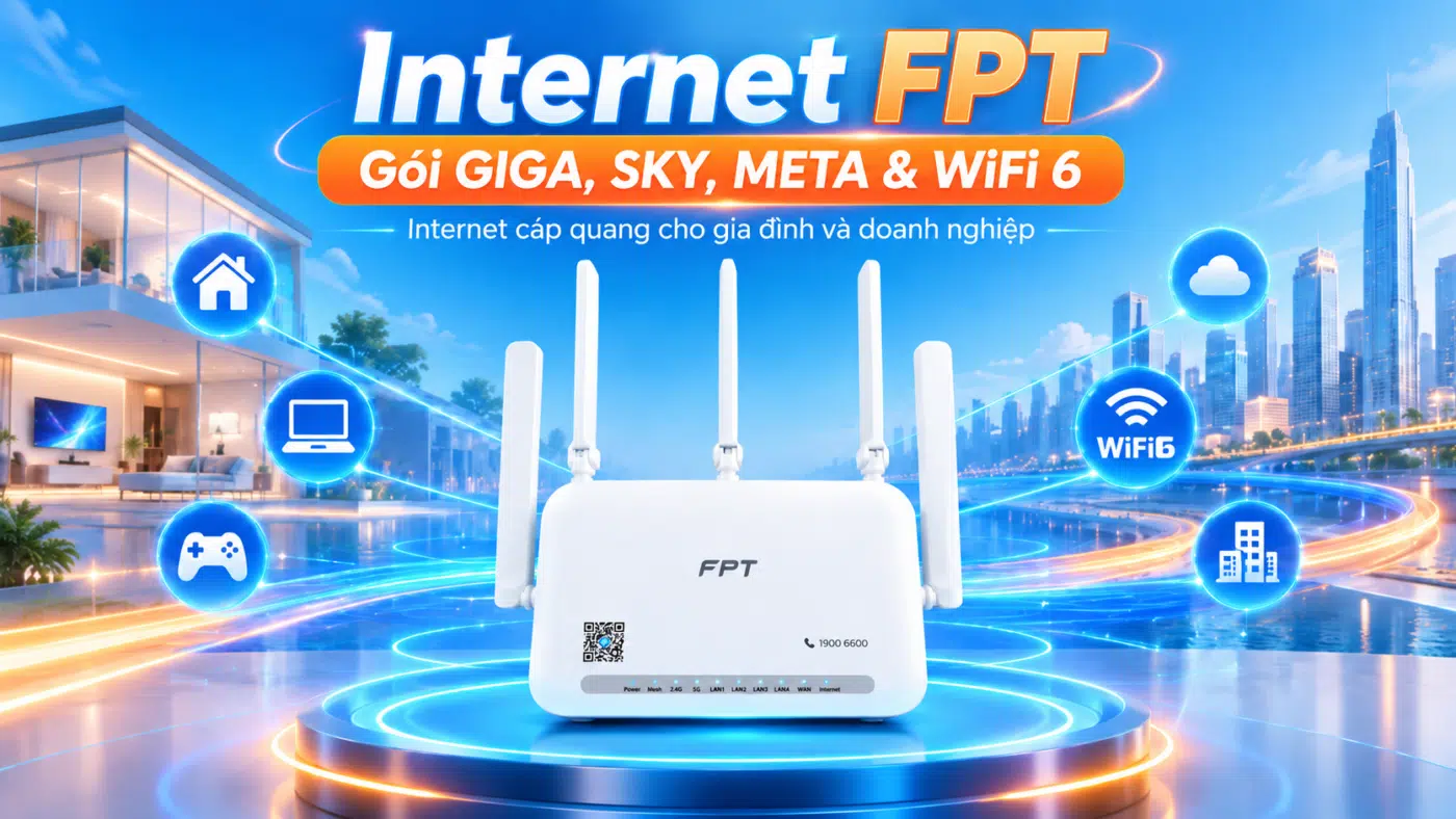 Internet FPT với các gói GIGA, SKY, META và modem WiFi 6