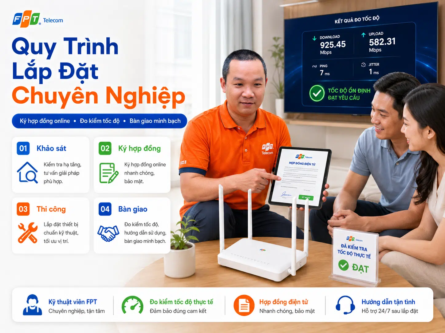 Quy trình đăng ký và thi công lắp mạng FPT chuyên nghiệp