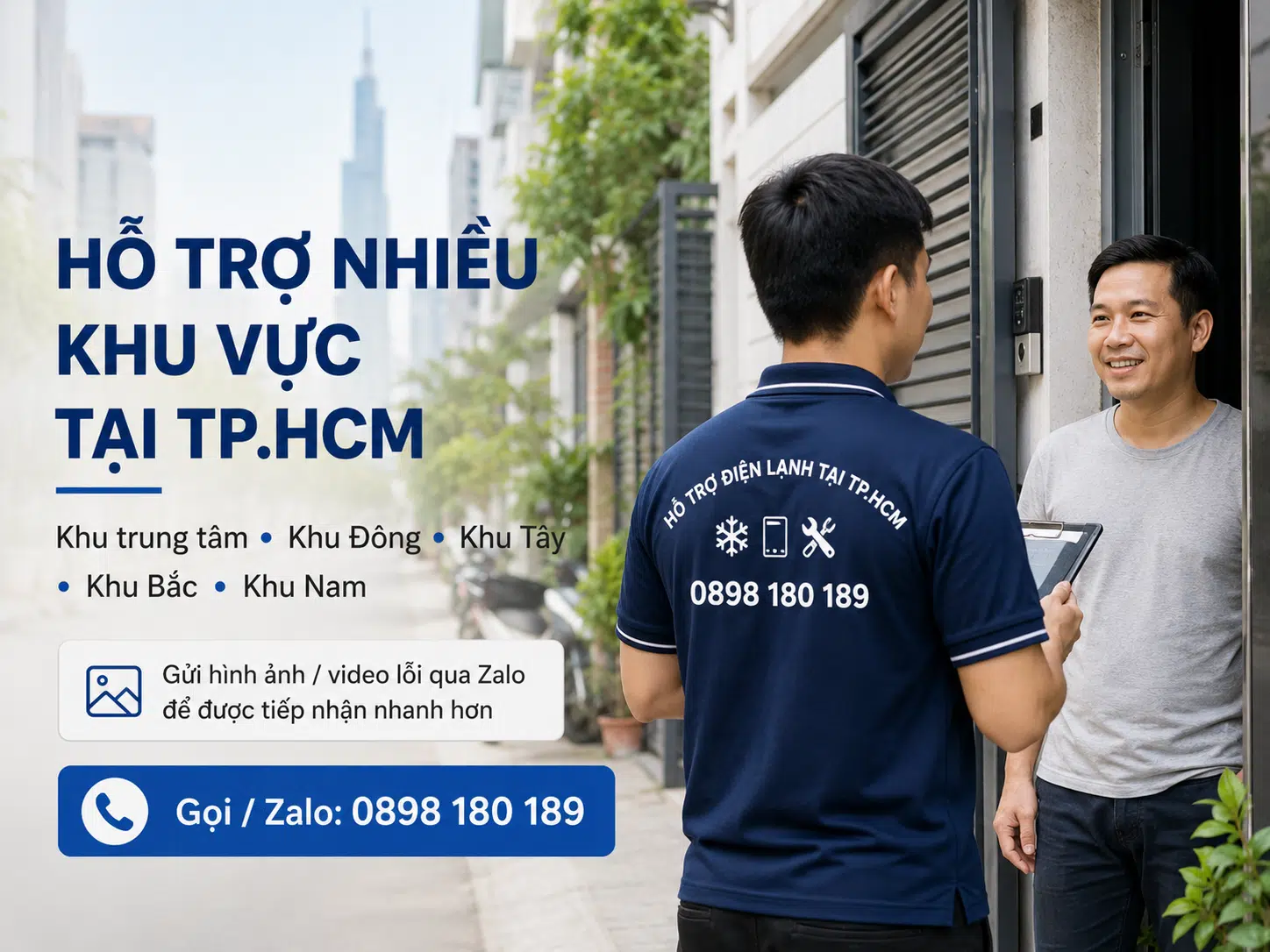 Liên hệ sửa chữa điện lạnh tại TP.HCM qua điện thoại Zalo 0898 180 189