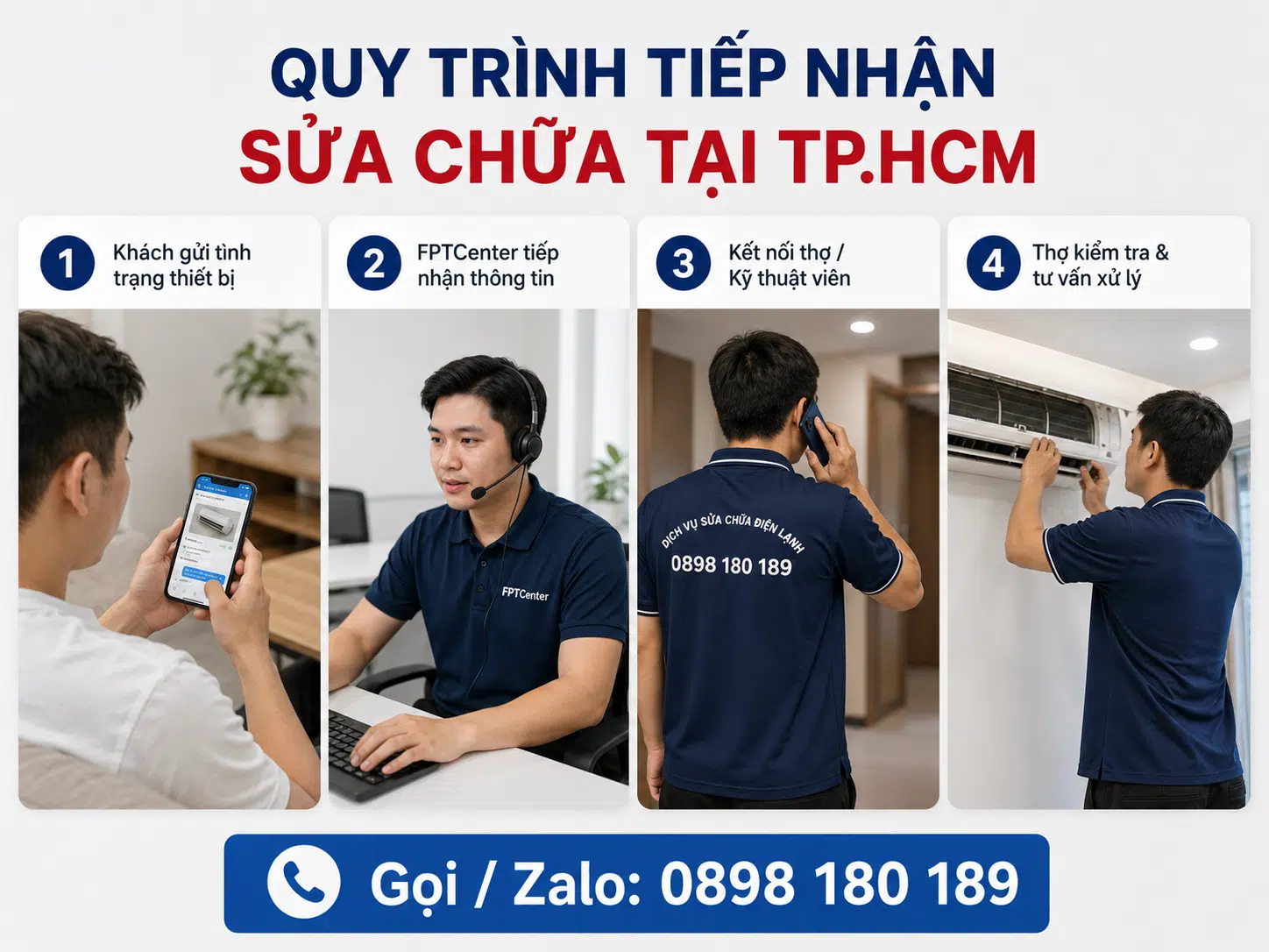 Quy trình tiếp nhận sửa chữa điện lạnh tại nhà TP.HCM