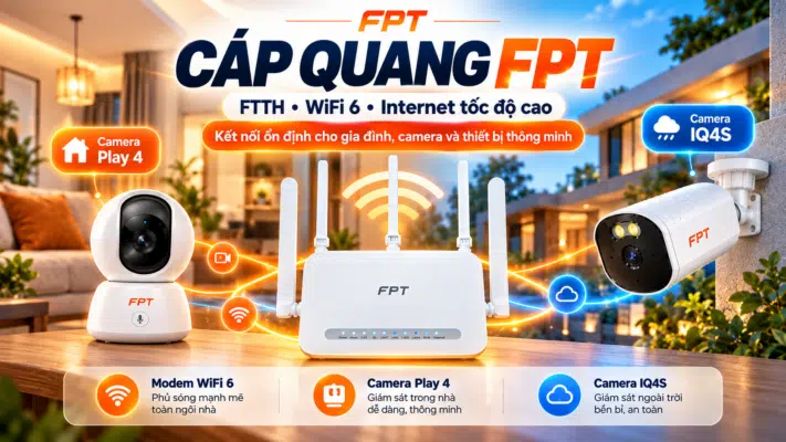 Cáp quang FPT FTTH với modem WiFi 6 và Internet tốc độ cao