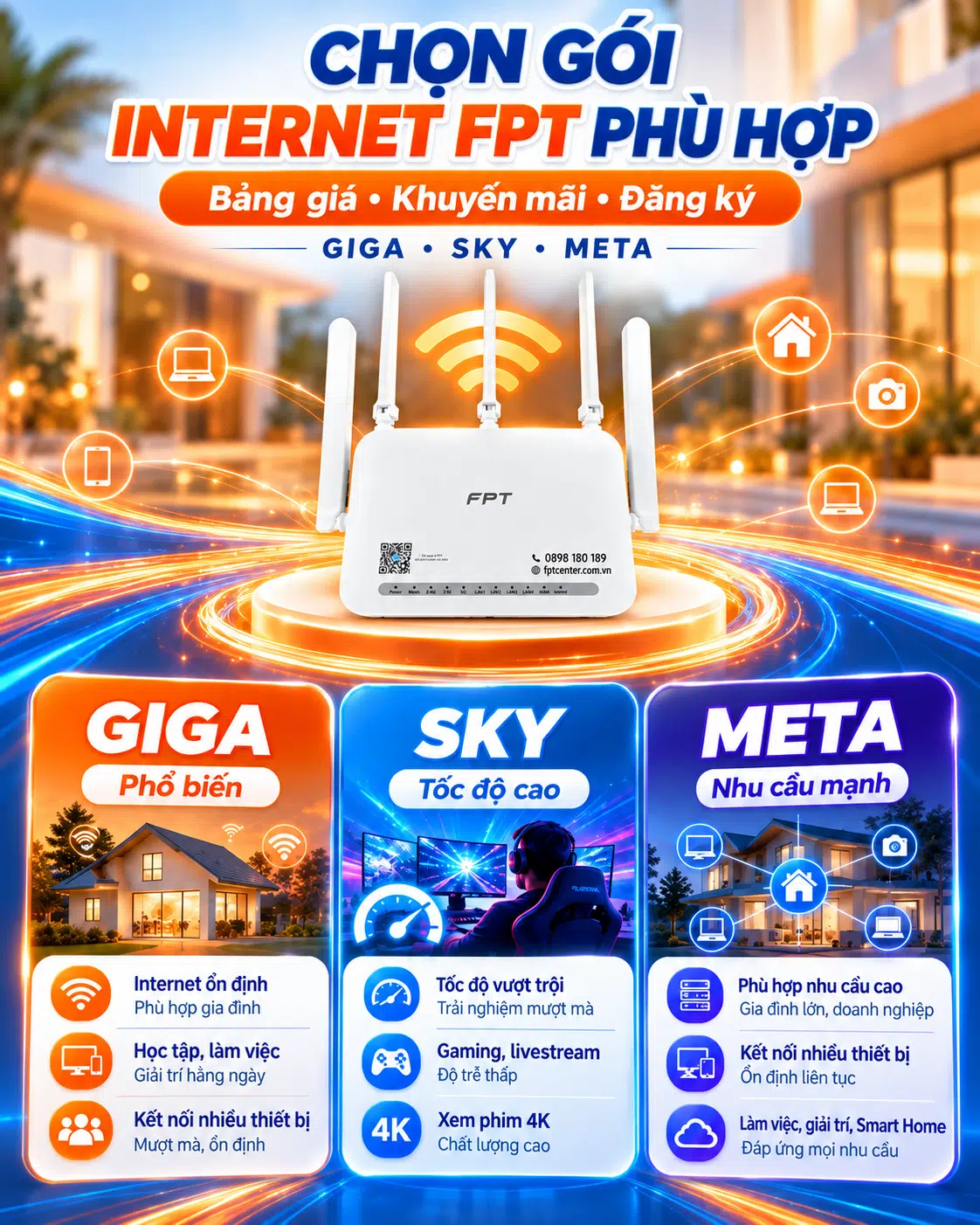 Internet FPT GIGA SKY META theo nhu cầu sử dụng và số lượng thiết bị