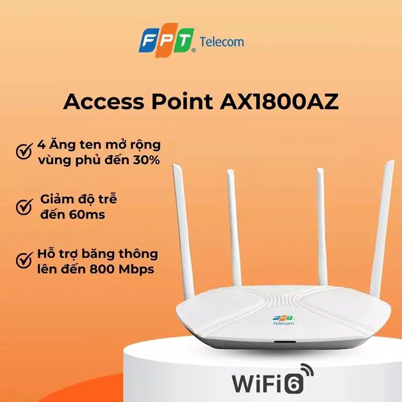 Thiết bị Access Point WiFi 6 FPT AX1800AZ với bốn ăng-ten ngoài