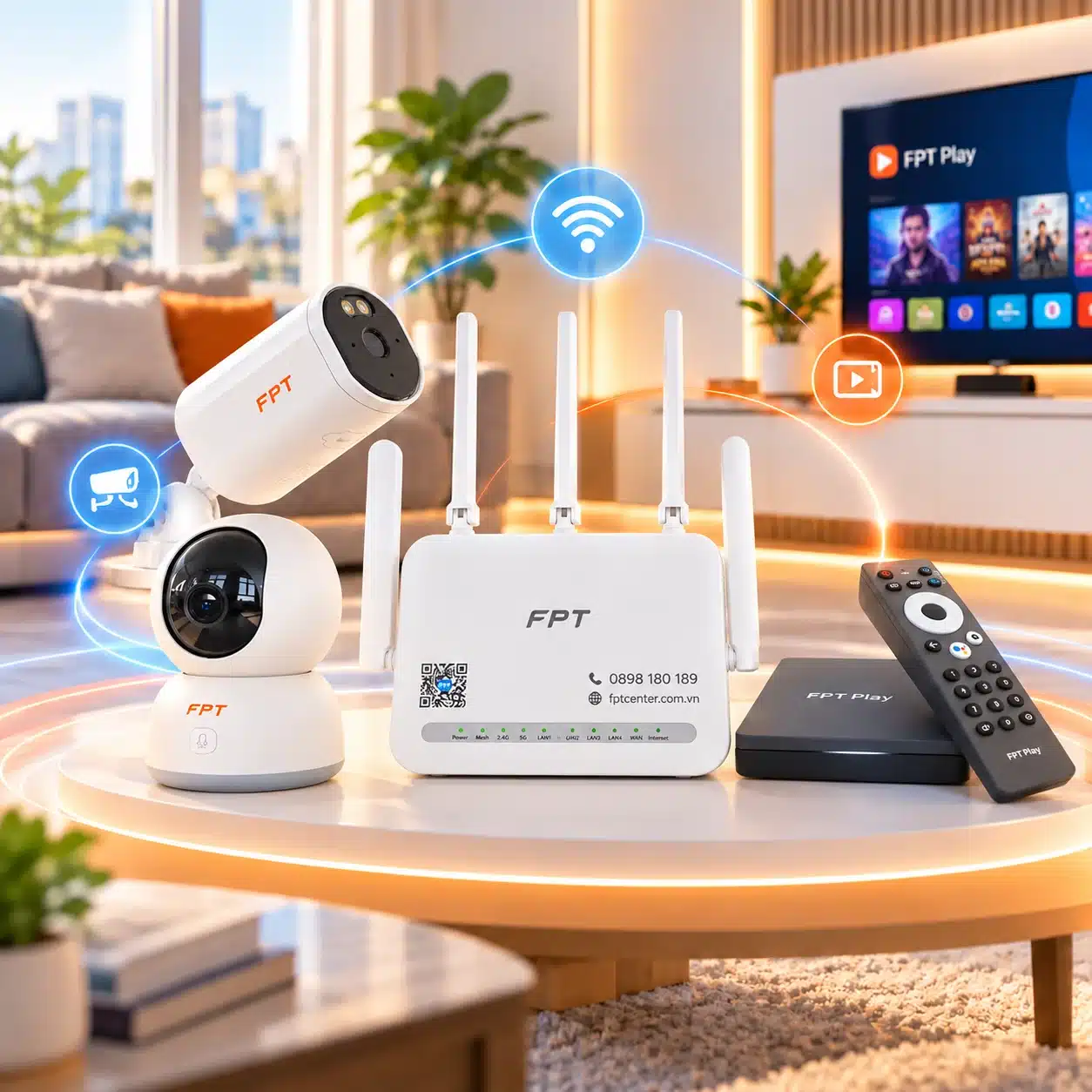 Các dịch vụ FPT Telecom gồm Internet FPT, truyền hình FPT Play và Camera FPT