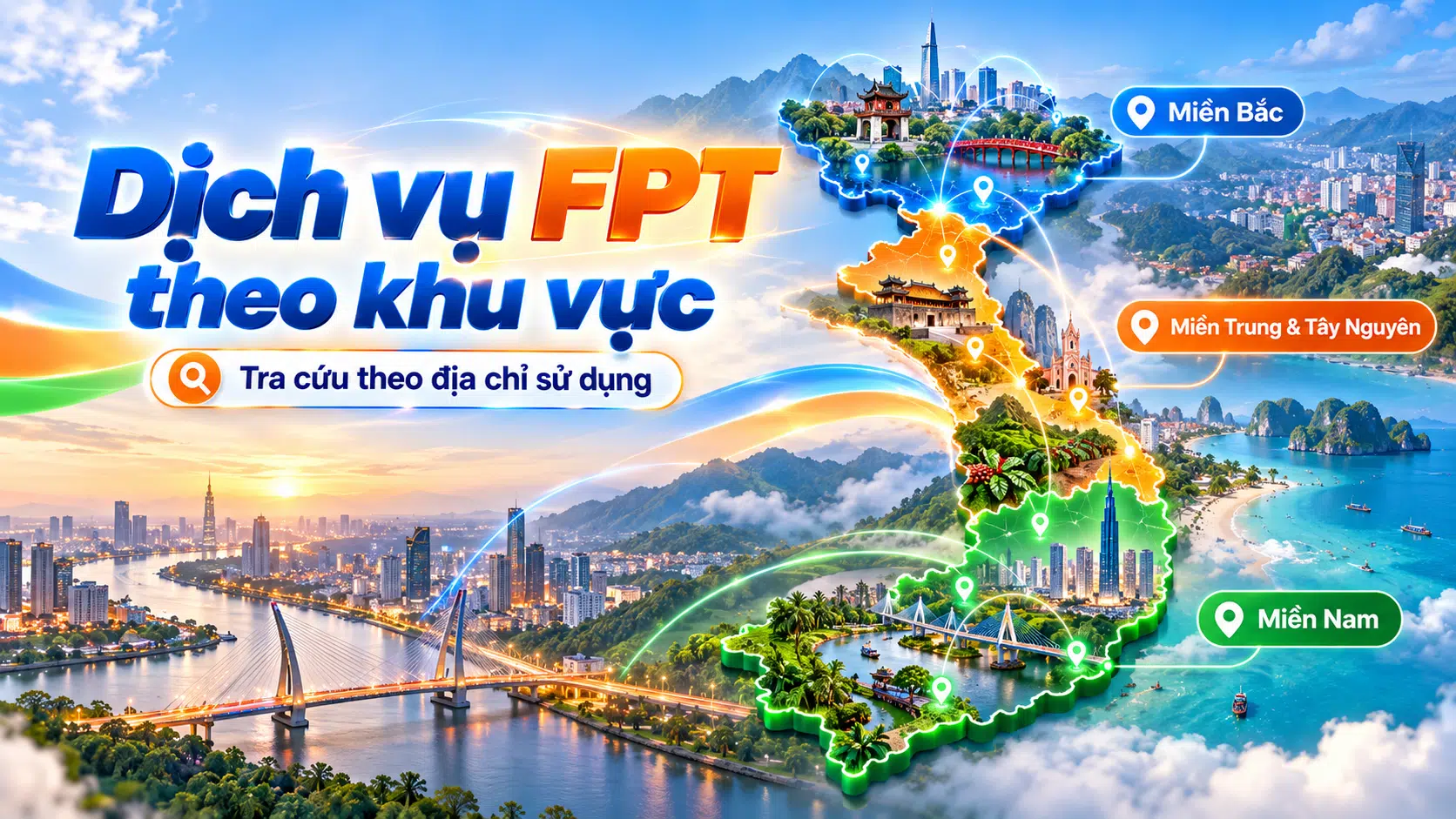 Tra cứu dịch vụ FPT theo khu vực miền Bắc, miền Trung và miền Nam