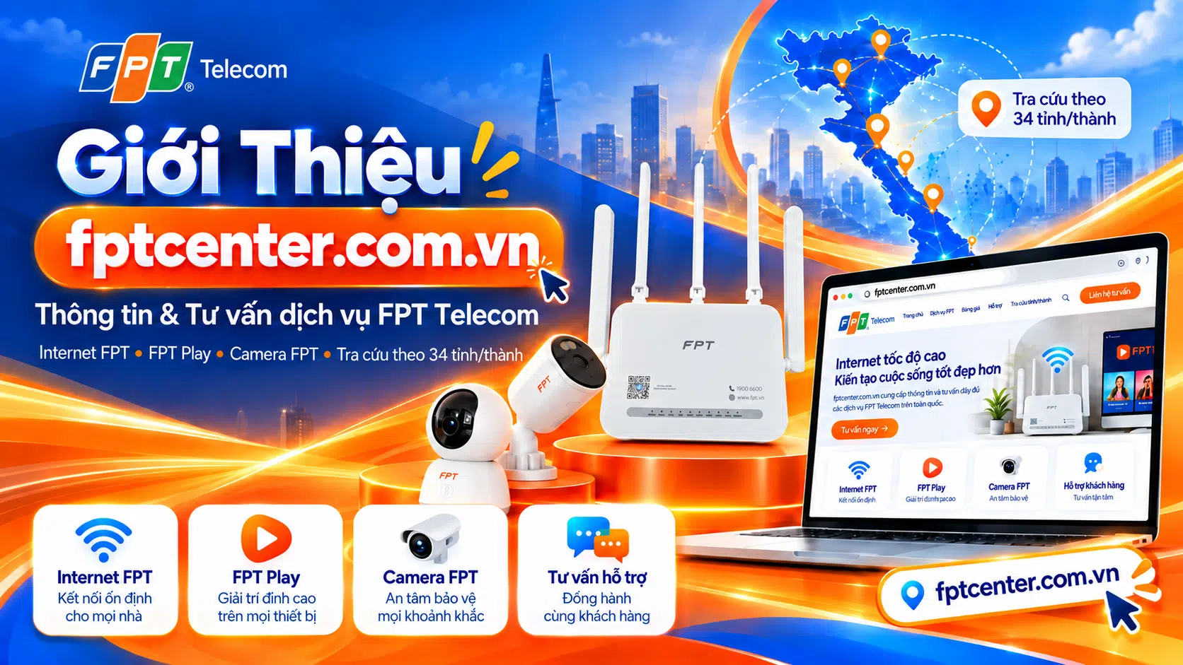 Giới thiệu fptcenter.com.vn - website thông tin và tư vấn dịch vụ FPT Telecom